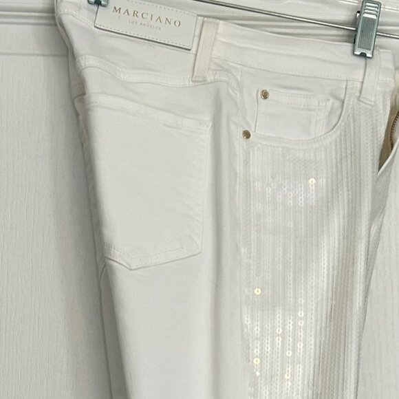 Marciano White Sequin Skinny Jeans – Size 26 - Picture 2 of 7